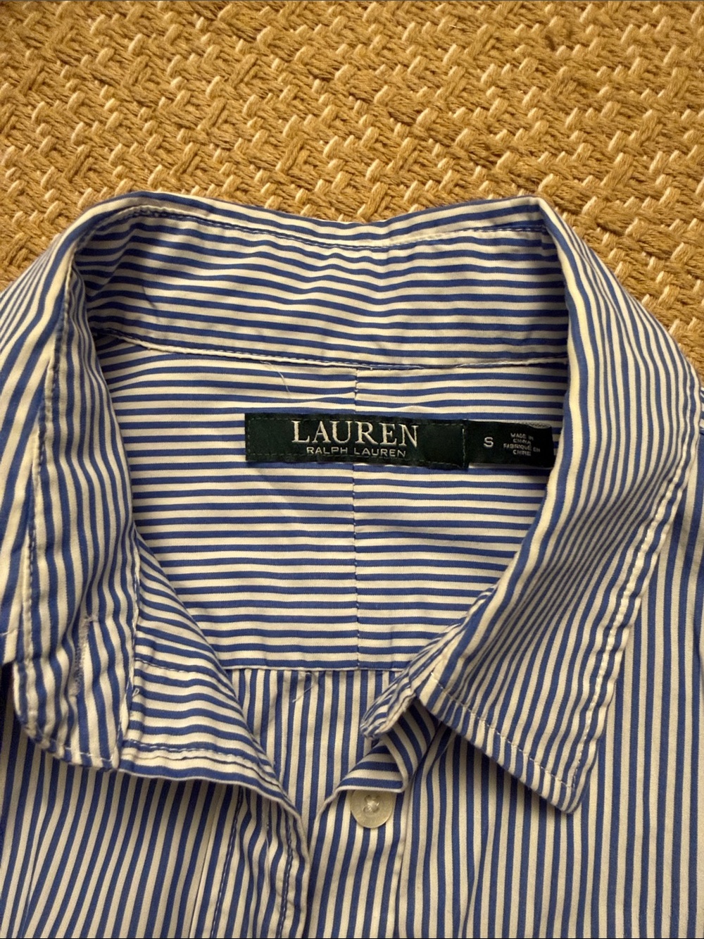 Lauren Ralph Lauren Blue & White Narrow-Striped Button-Down Shirt